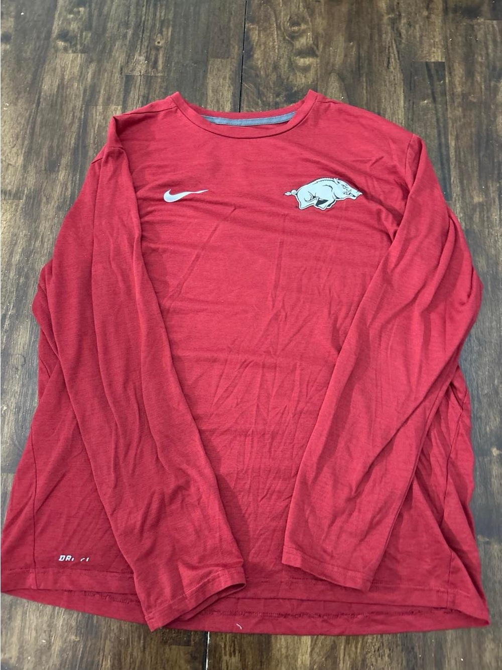Nike Men’s Red Long Sleeve Dri-FIT Shirt with Razorback Logo